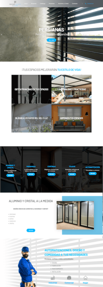 Diseño de sitio web para una empresa de ventanas.