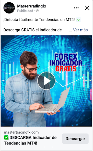 Anuncio de Facebook para master trading mtf.
