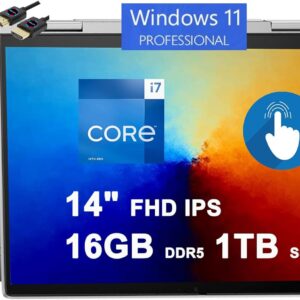 HP Envy X360 2-in-1 Laptop | 14" FHD IPS Multi-Touch | 13th Gen Intel 10-Core i7-1355U |16GB DDR5 1TB SSD | Backlit Keyboard Fingerprint USB-C B&O Fast Charge Win11Pro Silver +HDMI Cable