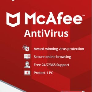 McAfee AntiVirus Protection | 1 PC (Windows)| Internet Security Software | 1 Year Subscription | Key Card