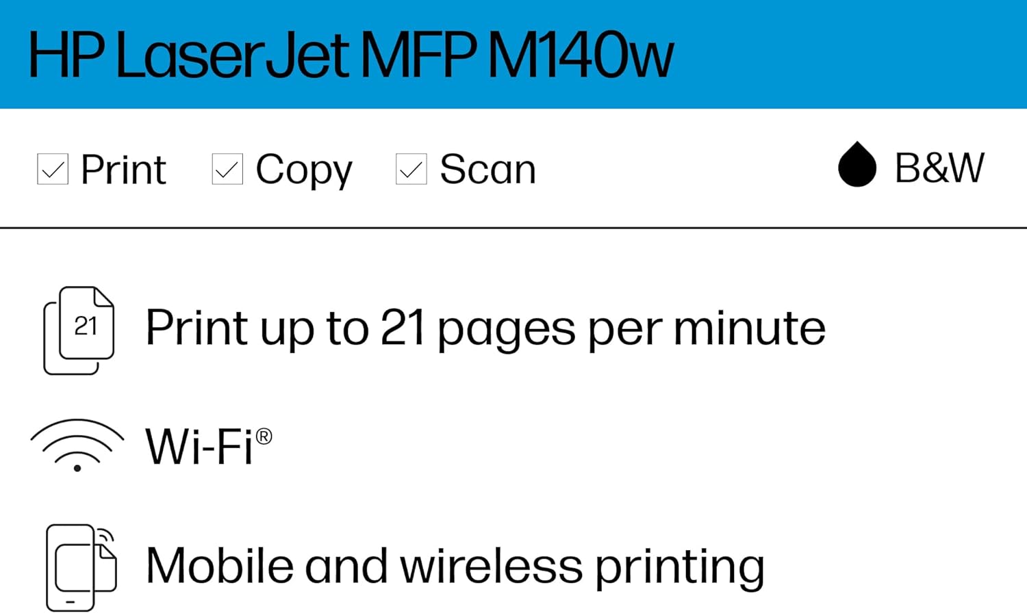 HP LaserJet MFP M140w Wireless Printer, Print, scan, copy, Fast speeds, Easy setup, Mobile printing, Best-for-small teams - Image 2