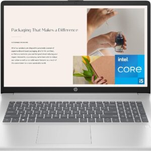 HP 17 inch Laptop, HD+ Display, 12th Generation Intel Core i5-1235U, 8 GB RAM, 512 GB SSD, Intel Iris Xe Graphics, Windows 11 Home, 17-cn2099nr (2023),Silver