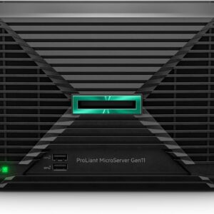 Hewlett Packard Enterprise ProLiant MicroServer Gen11 Tower Server w/one Intel Xeon E-2434 Processor, 4-core 32GB‑U 4LFF‑NHP 4TB HDD 180W External PS (HPE Smart Choice P74440-005)