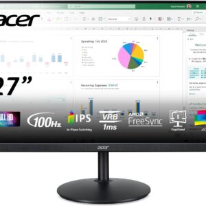 Acer CB272 Ebmiprx 27" FHD 1920 x 1080 Zero Frame Home Office Monitor | AMD FreeSync | 1ms VRB | 100Hz | 99% sRGB | Height Adjustable Stand with Swivel, Tilt & Pivot (Display Port, HDMI & VGA Ports)