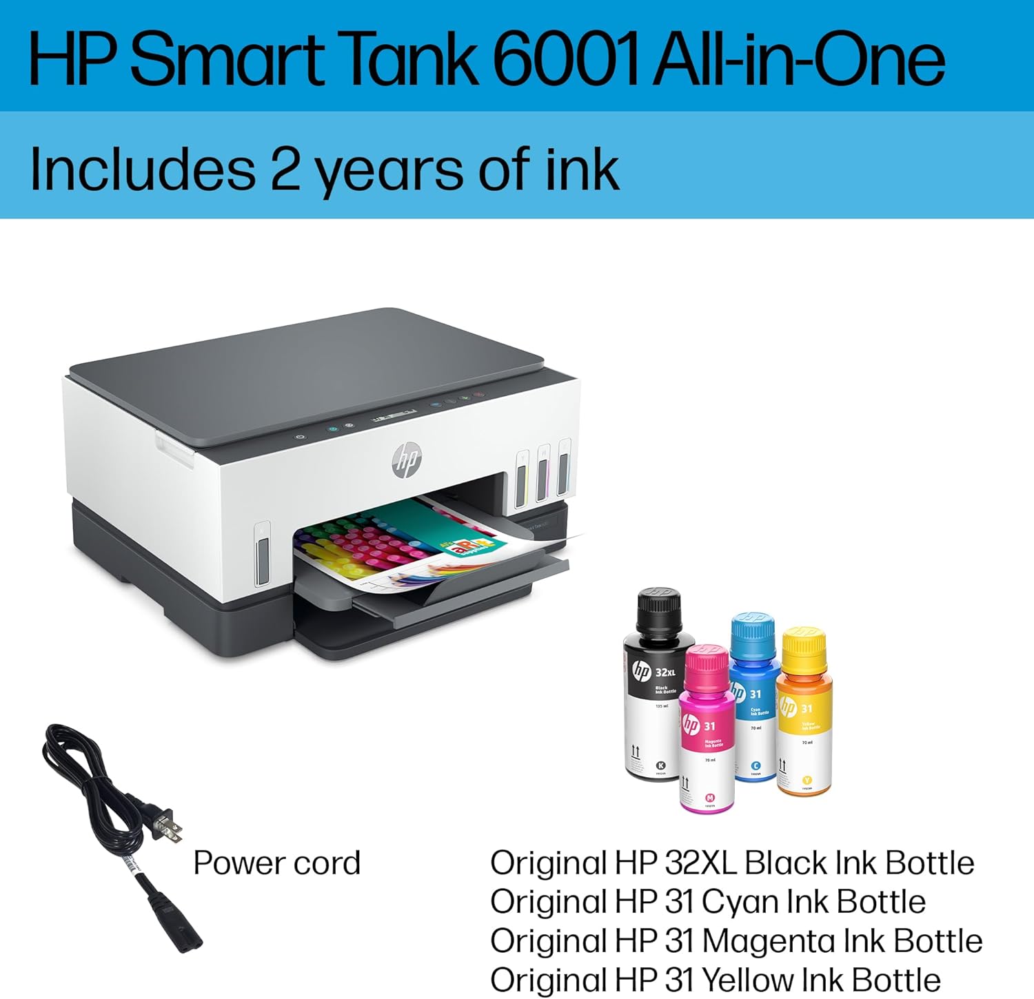 HP Smart -Tank 6001 Wireless Cartridge-Free all in one printer, this ink -tank printer comes with up to 2 years of ink included, with mobile print, scan, copy (2H0B9A) - Image 7