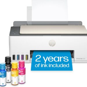 HP Smart-Tank 5000 Wireless All-in-One Ink-Tank Printer with up to 2 years of ink included, mobile print, scan, copy, white, 17.11 x 14.23 x 6.19