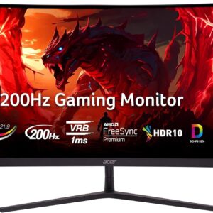 Acer Nitro 29.5" 1500R Curved Zero-Frame UWFHD 2560 x 1080 Gaming Monitor | AMD FreeSync Premium | Up to 200Hz | 1ms VRB | VESA Mountable | 2 x Display Port 1.4 & 2 x HDMI 2.0 | ED306C Xbmiippx