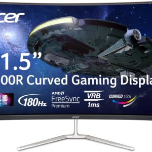 Acer Nitro 31.5" FHD 1920 x 1080 1500R Curved PC Gaming Monitor | AMD FreeSync™ Premium | Up to 165Hz Refresh | 1ms VRB | VESA Mountable | 1 x Display Port 1.2 & 2 x HDMI 1.4 | EDA320Q PBIIPX