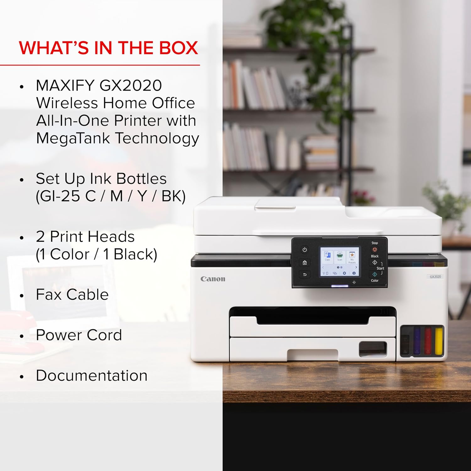 Canon Megatank GX2020 All-in-One Wireless Supertank [Megatank] Printer | Print, Copy and Scan| Mobile Printing |2.7" LCD Color Touchscreen | Auto Document Feeder and Auto Duplex Printing - Image 7