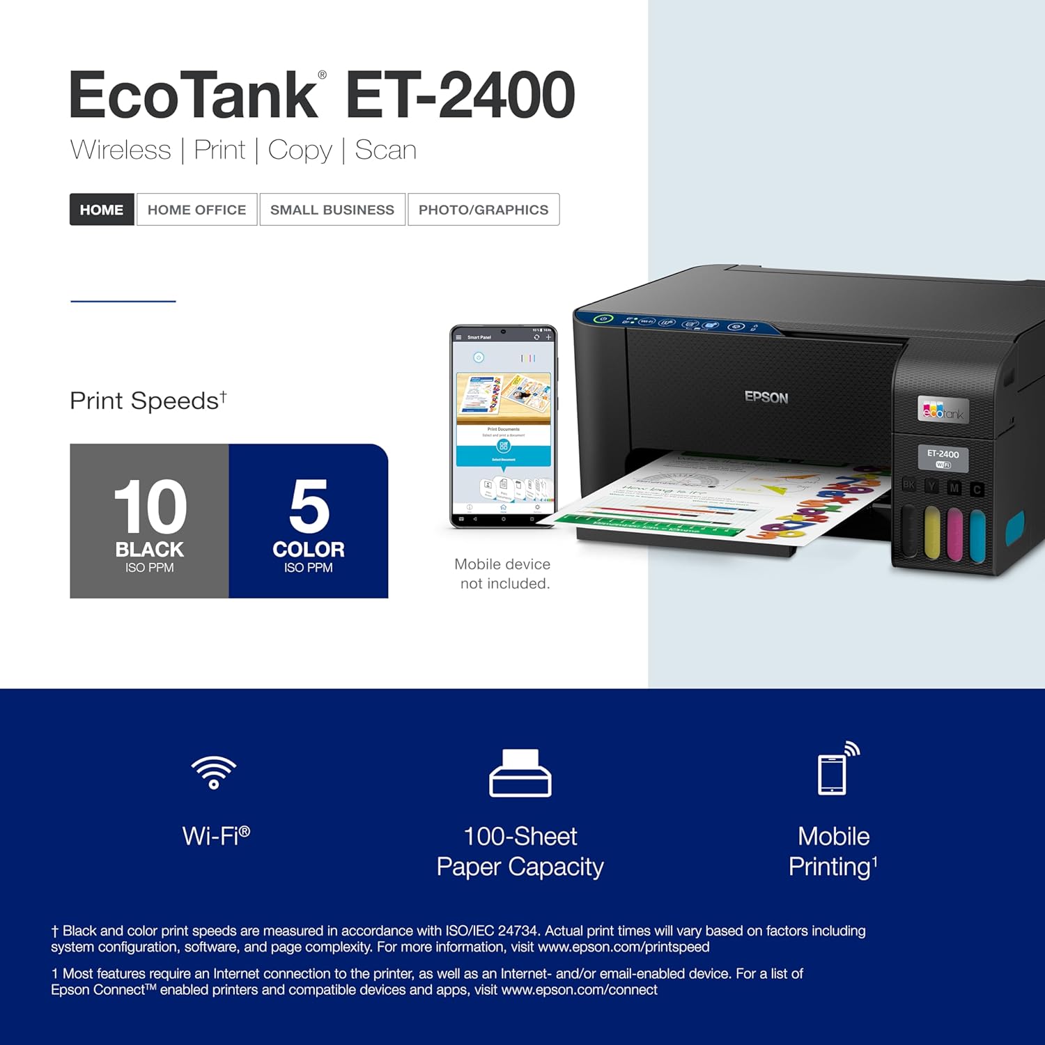 Epson EcoTank ET-2400 Wireless Color All-in-One Cartridge-Free Supertank Printer with Scan and Copy – Easy, Everyday Home Printing, Black - Image 4