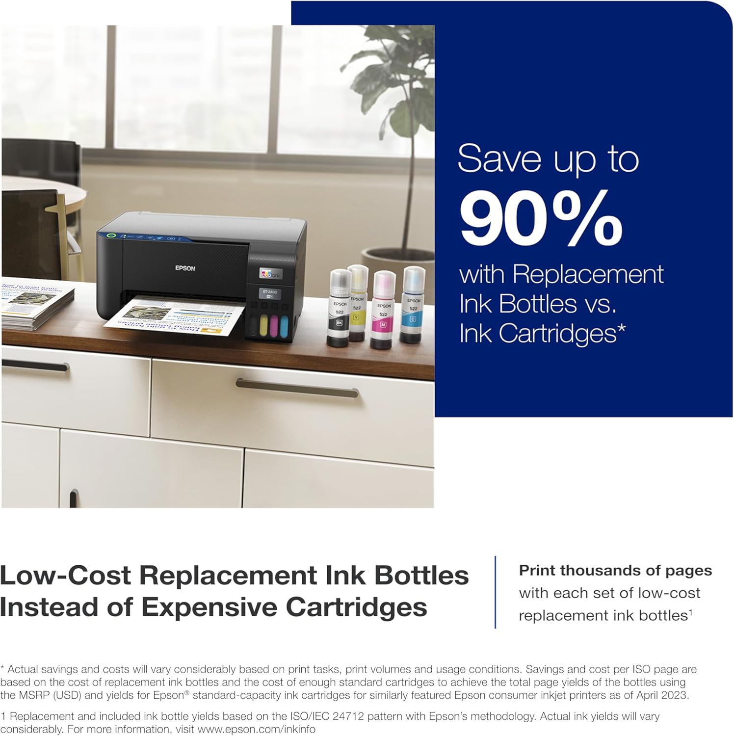 Epson EcoTank ET-2400 Wireless Color All-in-One Cartridge-Free Supertank Printer with Scan and Copy – Easy, Everyday Home Printing, Black - Image 2
