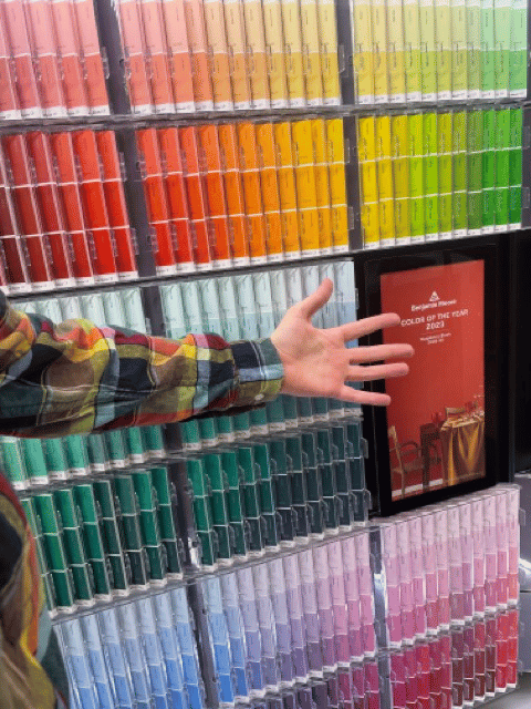 its paint swatches with lots of colors showing up