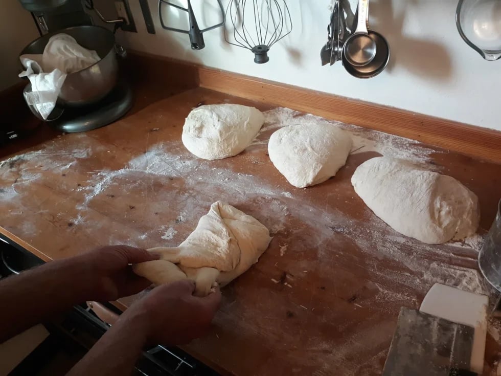 quartering bread dough