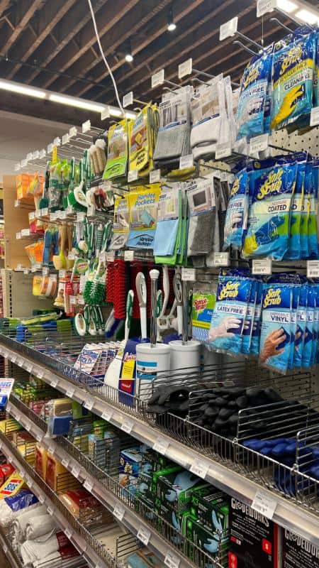 Cleaning Supplies on Shelf at Ace