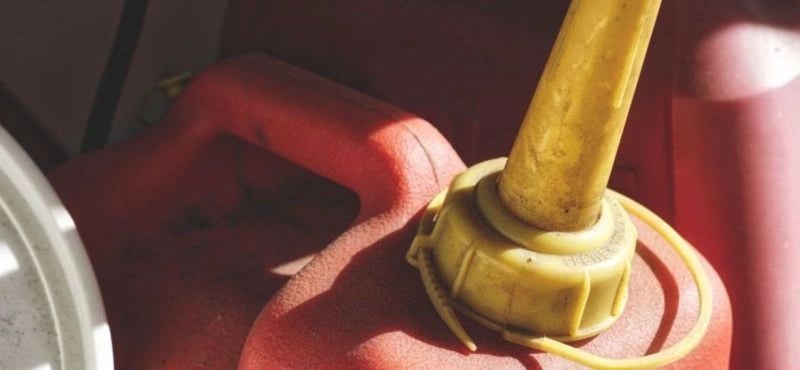 red fuel jug for power tools