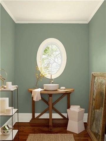 a hallway painted in benjamin moore's high park