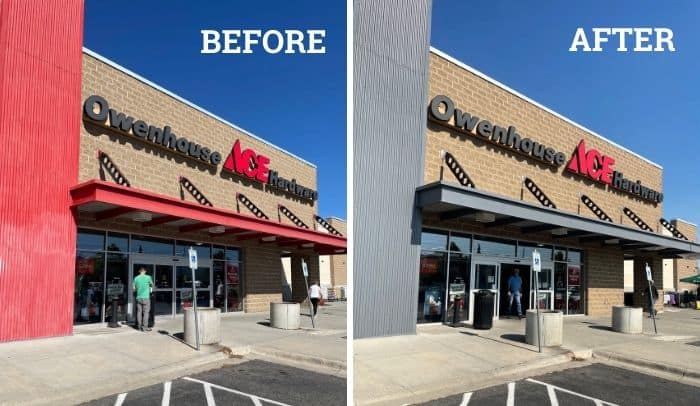 Owenhouse Bozeman Montana_Tower Paint Project_4_ before and after of the owenhouse ace hardware west locations tower painting project