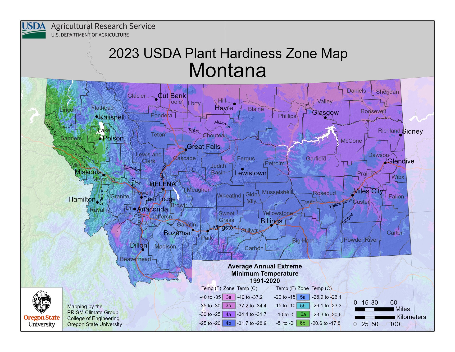 USDA plant hardiness map montana