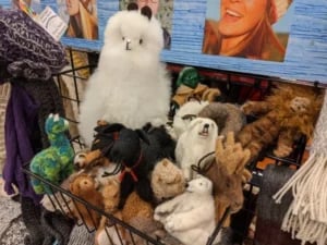 alpacas of montana stuffed animals such as an owl, polar bear and monkey