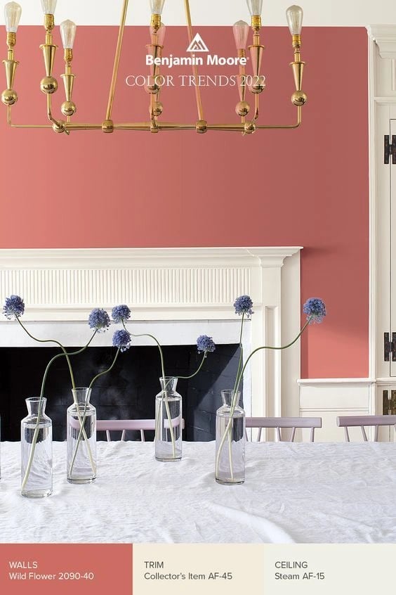 dining room wall painted in wild flower by benjamin moore