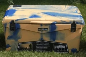 Permafrost blue gold swirl 75qt cooler