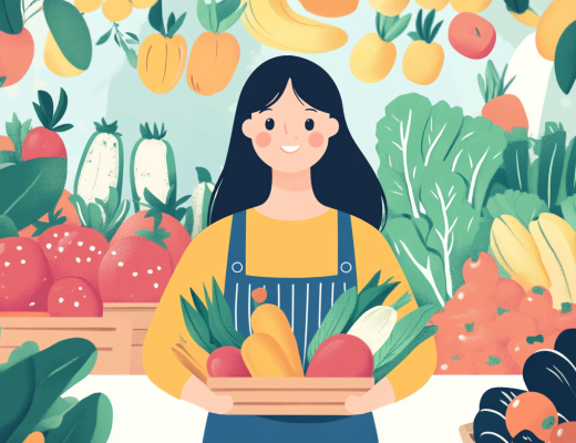 une étale de marché avec des fruits et légumes