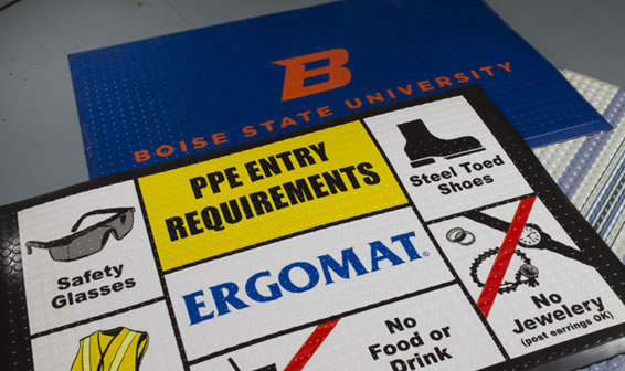 Ergomat with Safety Advice and Logos