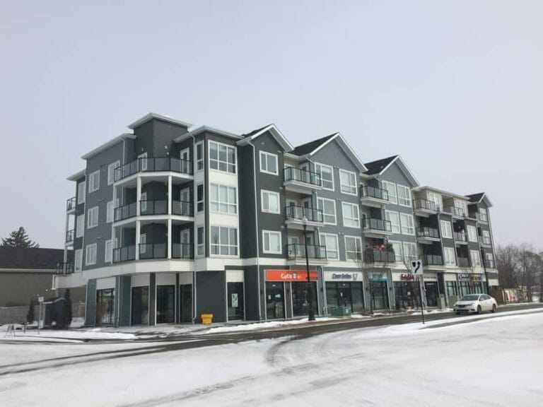 a building covered in snow