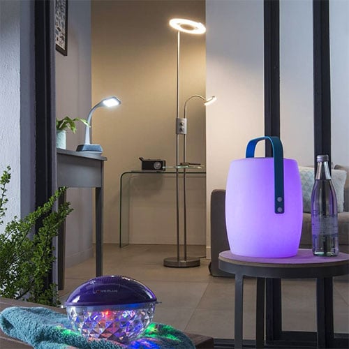 Lampadaire liseuse OREO en m&eacute;tal nickel satin&eacute; et verre &ndash; Image 1