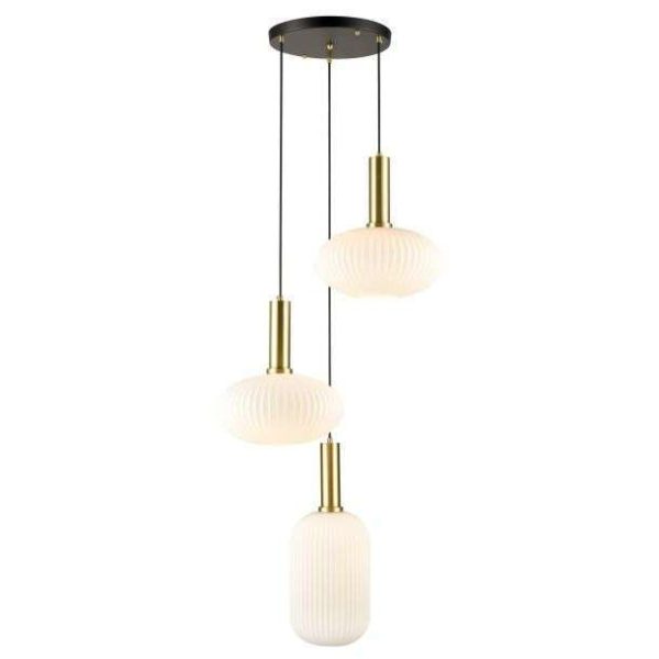 Suspension OPALE en métal doré et verre blanc