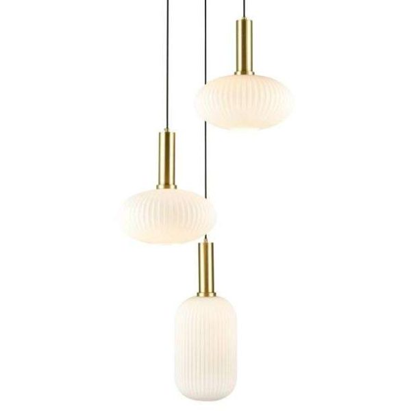 Suspension OPALE en métal doré et verre blanc – Image 6