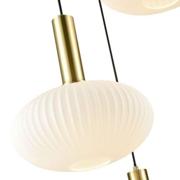 Suspension OPALE en métal doré et verre blanc – Image 4