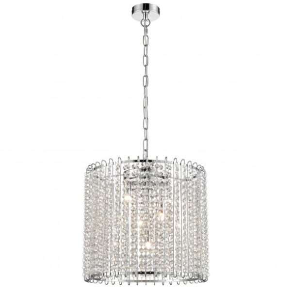 Suspension PAMPS en m&eacute;tal chrome et pampilles en cristal &ndash; Image 1