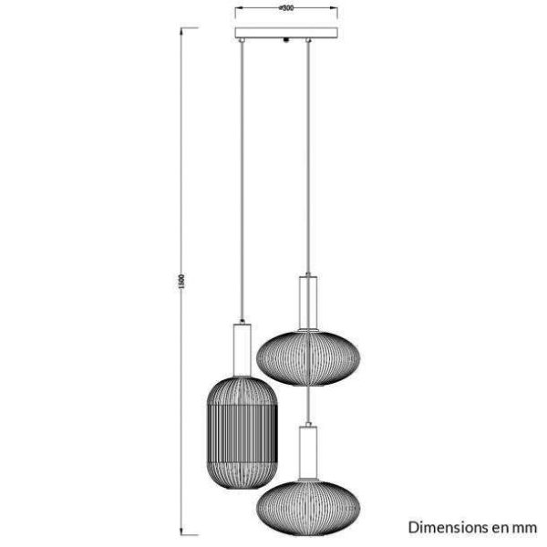 Suspension OPALE en métal doré et verre blanc – Image 3