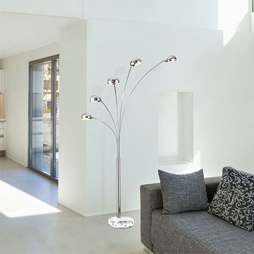 Lampadaire arc OSLO argent&eacute; en m&eacute;tal et marbre &ndash; Image 5