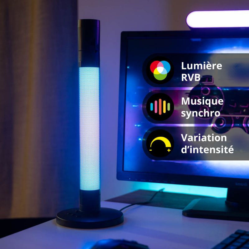 Lampe &agrave; poser LED RVB Digital, 40cm, Synchronisation musicale, &eacute;clairage blanc CCT, filaire USB &ndash; Image 4