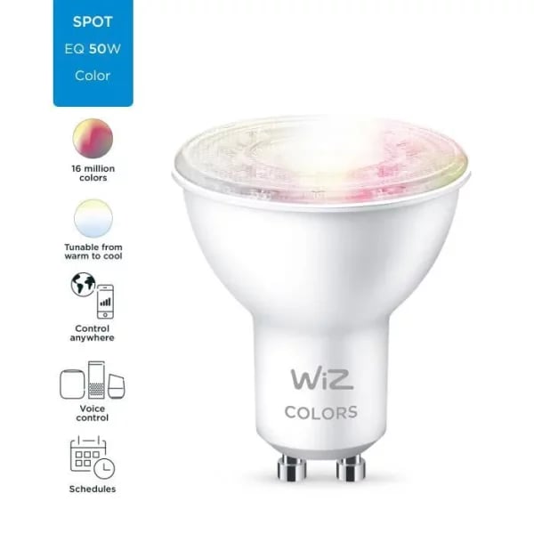 Ampoule led Wiz connecté Wifi GU10 5w 345lm (RGB+CCT)