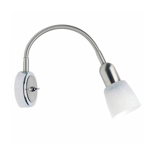 Applique murale BELLA en m&eacute;tal argent&eacute; et verre opale blanc &ndash; Image 1