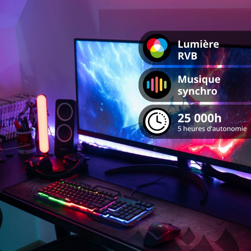 Barre lumineuse LED RVB, synchronisation musicale, filaire USB &ndash; Image 4