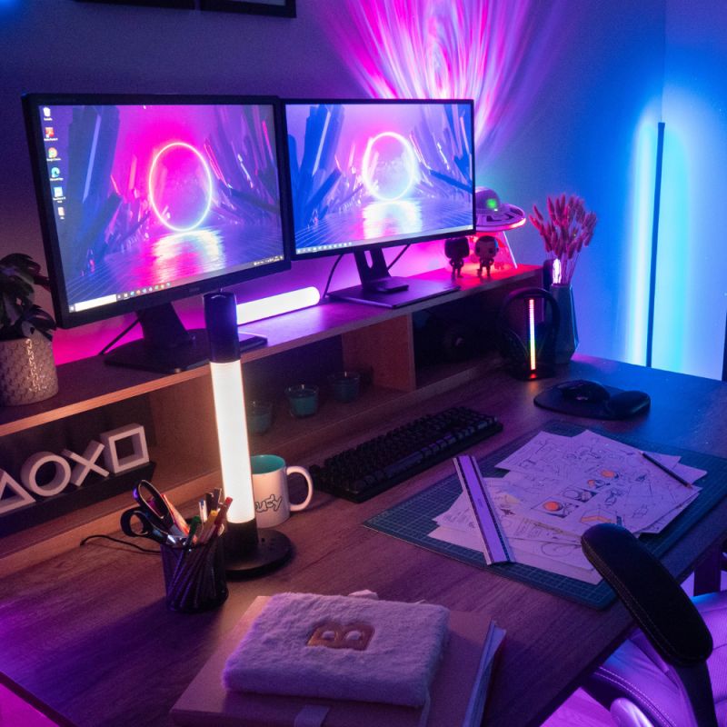 Lampe &agrave; poser LED RVB Digital, 40cm, Synchronisation musicale, &eacute;clairage blanc CCT, filaire USB &ndash; Image 1