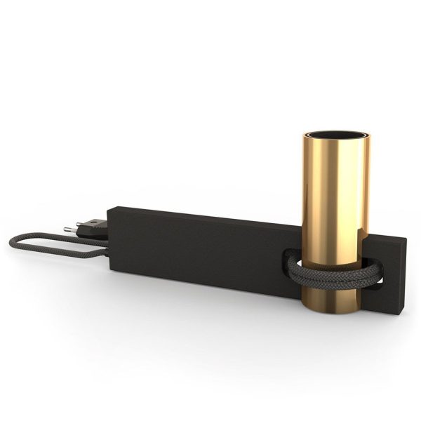 Pied de Lampe NERVE en Aluminium Noir et Métal Laiton – Image 2