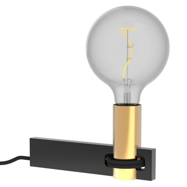 Pied de Lampe NERVE en Aluminium Noir et Métal Laiton
