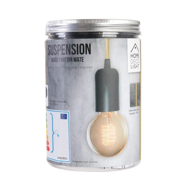 Suspension Vintage Noir Mat Aluminium Câble Doré M8 – Image 7
