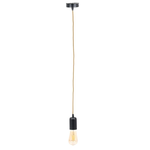 Suspension Vintage Noir Mat Aluminium Câble Doré M8 – Image 2