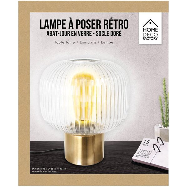 Lampe à Poser Verre Vintage Transparent et Doré M8 – Image 9
