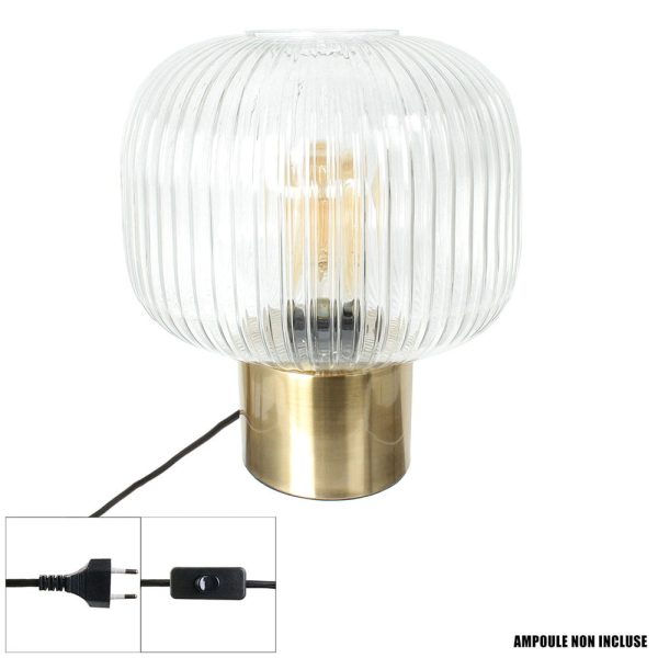 Lampe à Poser Verre Vintage Transparent et Doré M8 – Image 3