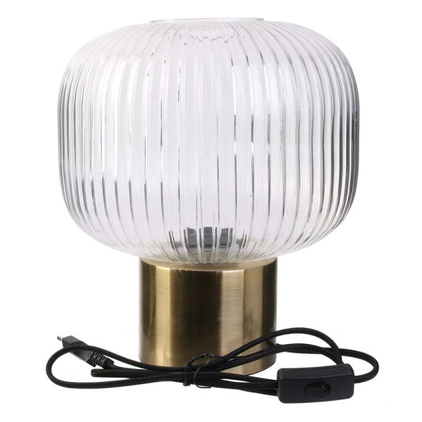 Lampe à Poser Verre Vintage Transparent et Doré M8 – Image 2