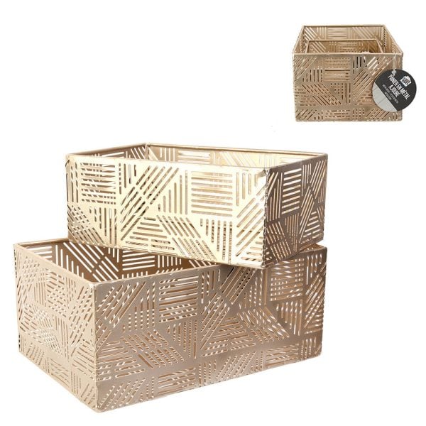 Panier Métal Ajouré Doré Rayure X2 M6 – Image 6