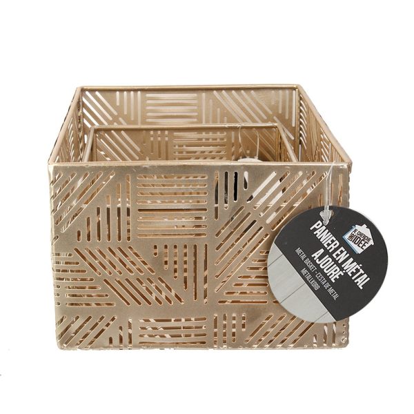 Panier Métal Ajouré Doré Rayure X2 M6 – Image 4