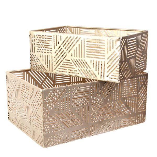 Panier Métal Ajouré Doré Rayure X2 M6